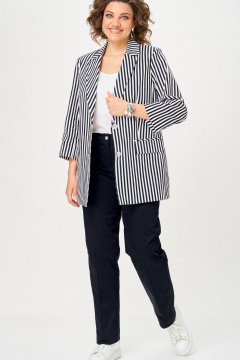 Брюки, жакет БелЭльСтиль 762-3_23_22+609 синий_полоска - фото 1