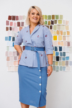 Брюки, жакет Anastasia м-1082 полоска_деним - фото 3