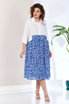 Платье Anastasia м-1107 белый_васильковый - фото 2