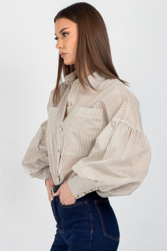 Рубашка VIZAVI 745 бежевая-полоска_полоска - фото 3