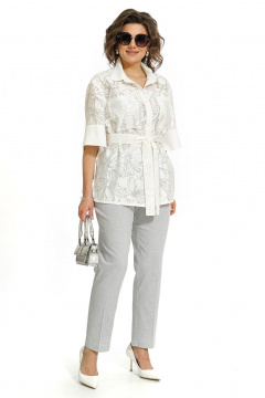 Блуза, брюки Alani Collection 2554 молоко-серый - фото 4