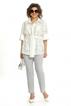 Блуза, брюки Alani Collection 2554 молоко-серый - фото 1