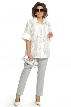 Блуза, брюки Alani Collection 2554 молоко-серый - фото 2