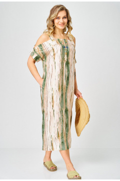 Платье Твой имидж 2375 бежево-зеленый_принт - фото 2