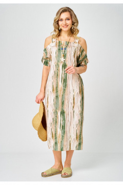 Платье Твой имидж 2375 бежево-зеленый_принт - фото 1