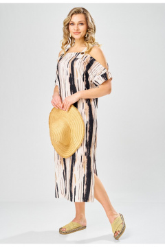 Платье Твой имидж 2376 бежево-синий_принт - фото 2