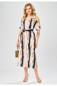 Платье Твой имидж 2376 бежево-синий_принт - фото 1