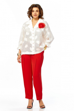 Блуза, брюки Ольга Стиль С-1018 красный - фото 1