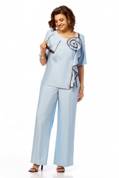 Блуза, брюки Ольга Стиль С-1028 голубой - фото 4