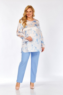 Блуза Элль-стиль 2454а бежевый_голубой - фото 2