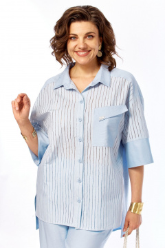 Блуза, брюки Ольга Стиль С-1030 голубой - фото 4