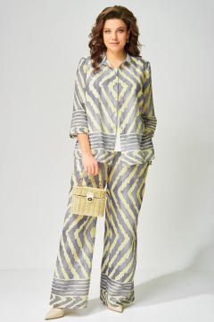 Блуза, брюки, топ Fita 1564 серо-лимонный - фото 1