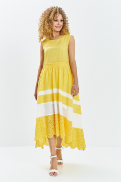 Платье Euromoda 712 желтый-белый - фото 2
