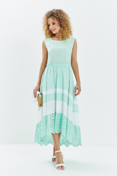 Платье Euromoda 712 мятный-белый - фото 3