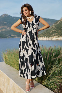 Платье Vittoria Queen 28133 черный_молочный_принт - фото 1