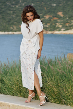 Блуза, юбка Vittoria Queen 28803 молочный-цветочный_принт - фото 1