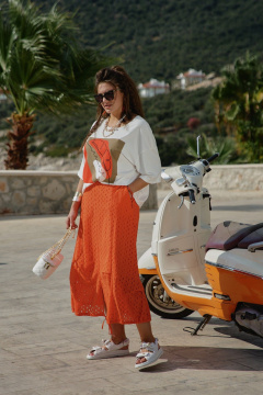 Блуза, юбка Vittoria Queen 29073 молочный_оранжевый - фото 3