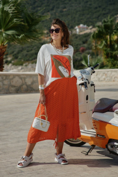 Блуза, юбка Vittoria Queen 29073 молочный_оранжевый - фото 2