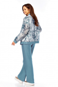 Брюки, бомбер, майка Милора-стиль 1454 синий+абстракция - фото 2