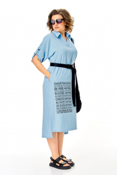 Летнее платье casual с воротником и карманами Michel chic 2167 голубой - фото 3