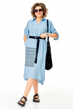Летнее платье casual с воротником и карманами Michel chic 2167 голубой - фото 1
