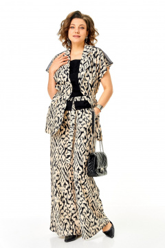 Брюки, жилет, топ Michel chic 1408 бежевый,черный - фото 2