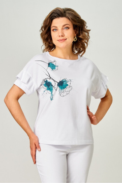 Джемпер Rumoda 2069 белый/бирюза - фото 4