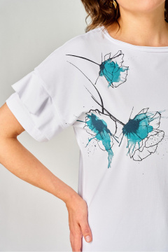 Джемпер Rumoda 2069 белый/бирюза - фото 3