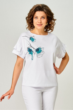 Джемпер Rumoda 2069 белый/бирюза - фото 2