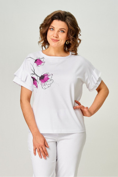 Джемпер Rumoda 2069 белый/лаванда - фото 1