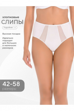 Трусы-слип из трикотажа с кокетками и декоративными швами Teyli 1125 белый - фото 1