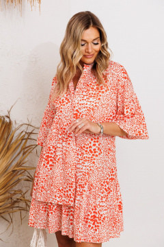 Платье Anastasia 1235 абстрактный_принт(молочно-оранжевый) - фото 3