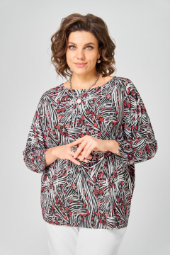 Джемпер Bliss 9415 белый_красный_черный_цветы - фото 1