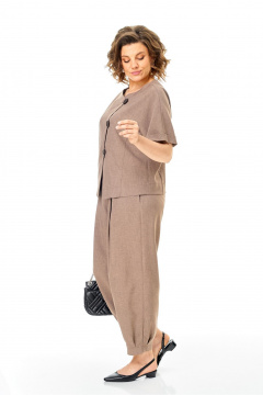 Костюм летний женский из льна: жакет и брюки Michel chic 1337/1 коричневый - фото 5