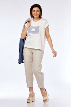 Блуза, брюки, ветровка Lady Style Classic 2968 голубой_с_бежевый - фото 4