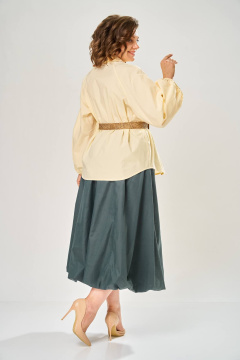 Блуза, юбка KaVaRi 8073 сливочное-масло-хаки - фото 5
