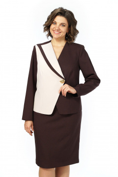 Жакет, юбка Alani Collection 2603 коричневый-молоко - фото 4