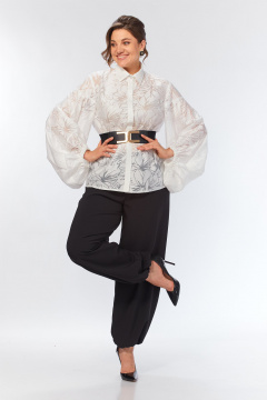 Блуза, брюки Alani Collection 2614 молочный+черный - фото 1