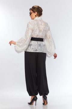Блуза, брюки Alani Collection 2614 молочный+черный - фото 3