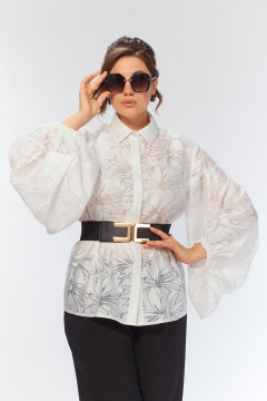 Блуза, брюки Alani Collection 2614 молочный+черный - фото 5