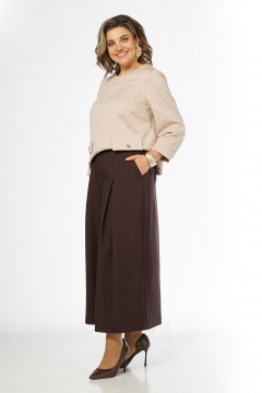 Блуза, брюки Alani Collection 2673 молочный-коричневый - фото 3