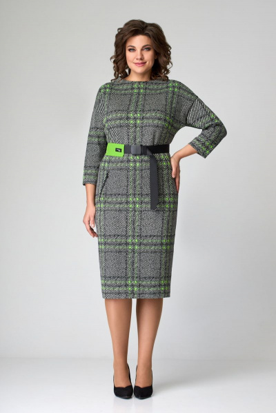 Платье, пояс Мишель стиль 1095 серо-зеленый - фото 7