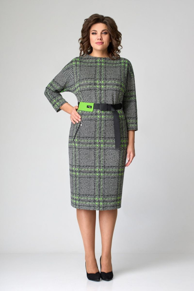 Платье, пояс Мишель стиль 1095 серо-зеленый - фото 6