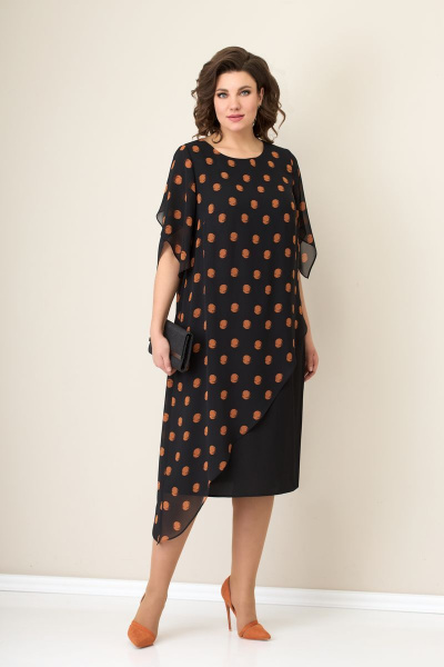 Платье VOLNA 1272 черно-оранжевый - фото 2
