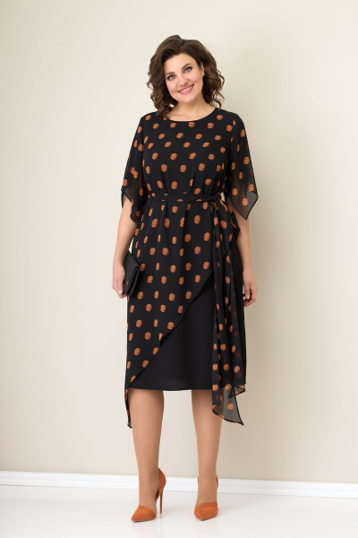 Платье VOLNA 1272 черно-оранжевый - фото 1