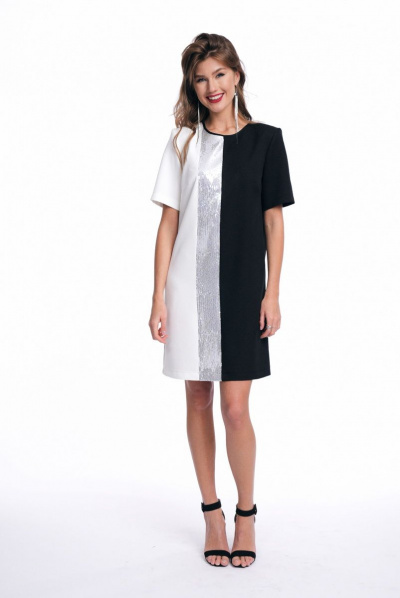Платье KaVaRi 1015 черный-молочный - фото 1
