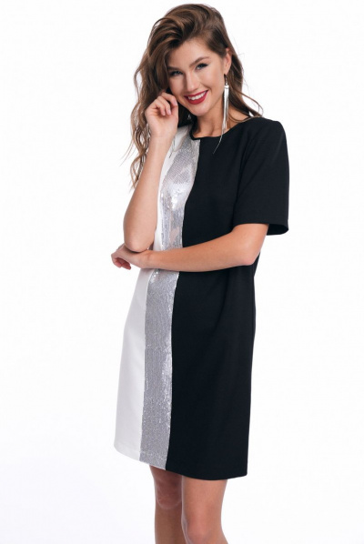 Платье KaVaRi 1015 черный-молочный - фото 5