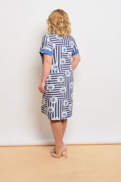 Платье Lady Style Classic 1231 синий+ромашки - фото 2