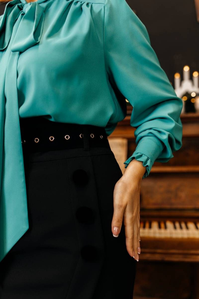 Блуза, юбка Мода Юрс 2789 зеленый_черный - фото 4