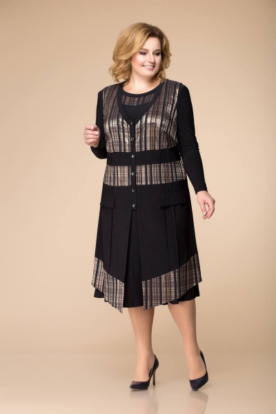 Жилет, платье Romanovich Style 3-1261 черный/коричневый - фото 1